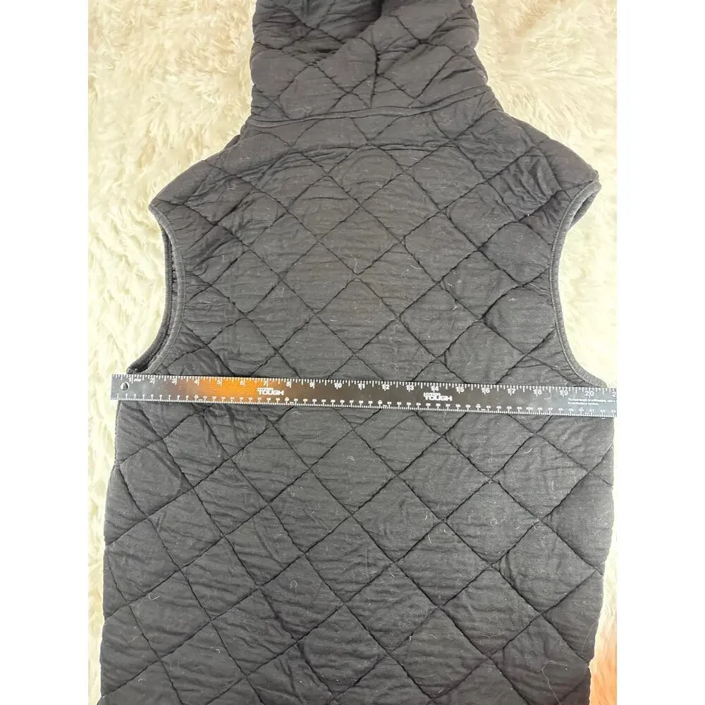 Mono B Oversized Hooded Quilted Fleece Vest Zip Up‎ Pockets Womens M